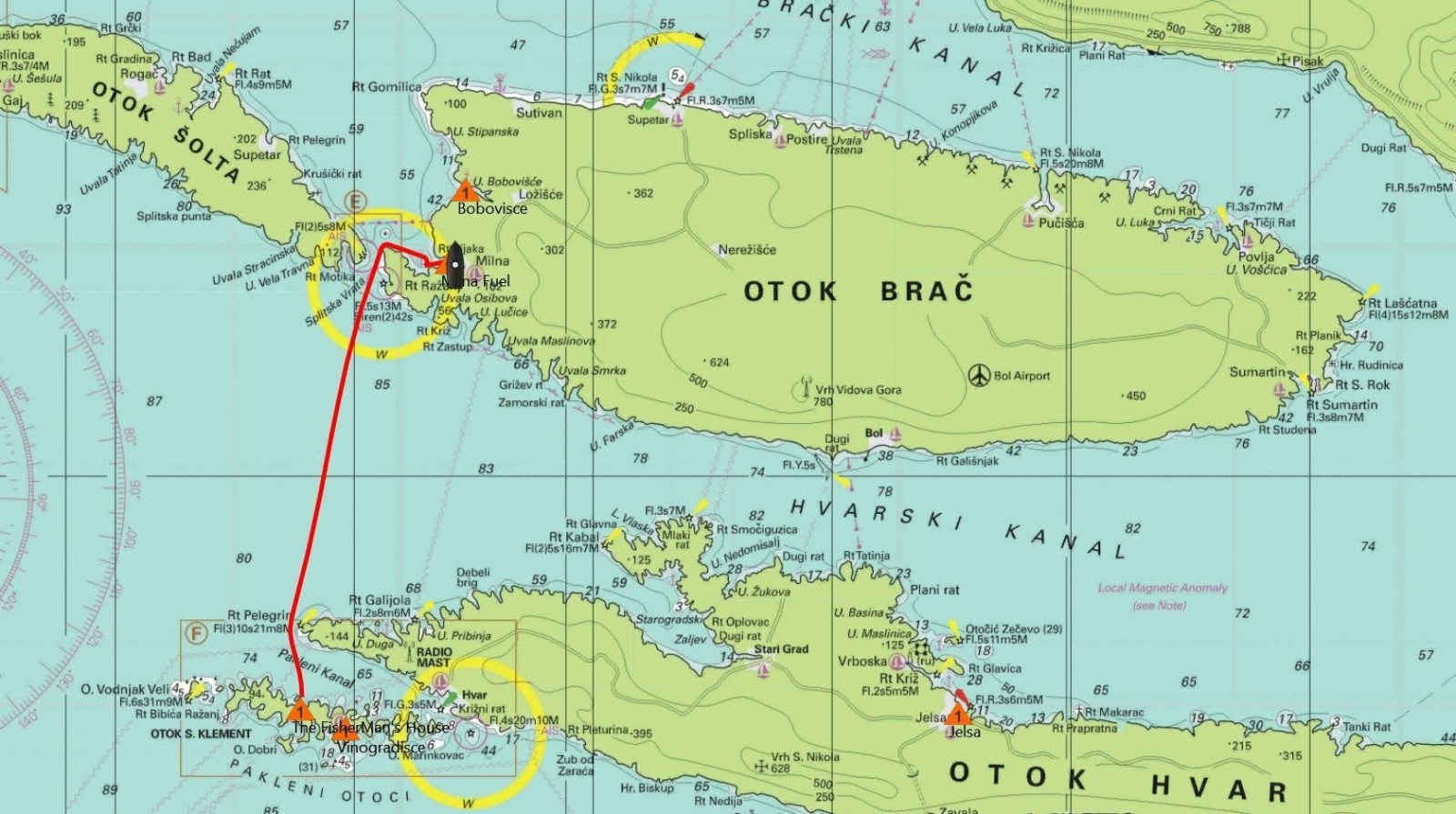 Sailing to Milna, Brac Island